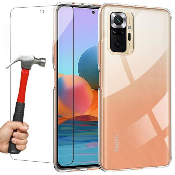 Skyddsskal för Redmi Note 10 Pro 5G - E.F.CONNECTION - Mjuk - Transparent - Härdat Glas Transparent