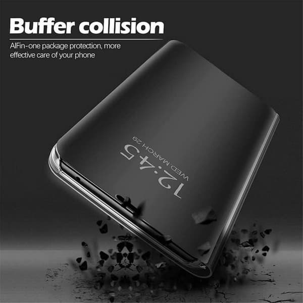 Skyddsfodral - E.F.CONNECTION - för iPhone 12 Pro - Spegeleffekt - Heltäckande skydd - Svart Svart