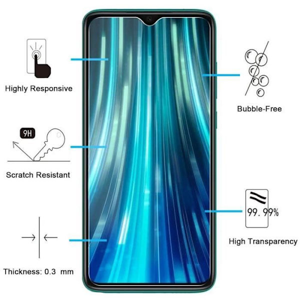 Skyddsfäilm - E.F.CONNECTION - Redmi Note 8 Pro - Härdat glas - Skydd 9H - 4 stycken Transparent