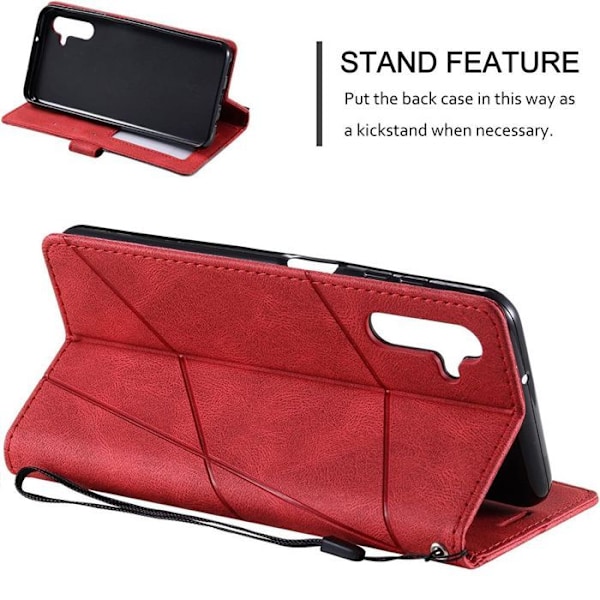 Coque för Xiaomi Redmi Note 14 Pro 5G (inte för 4G) 360 Grader Skrapskydd PU Läder Röd Röd