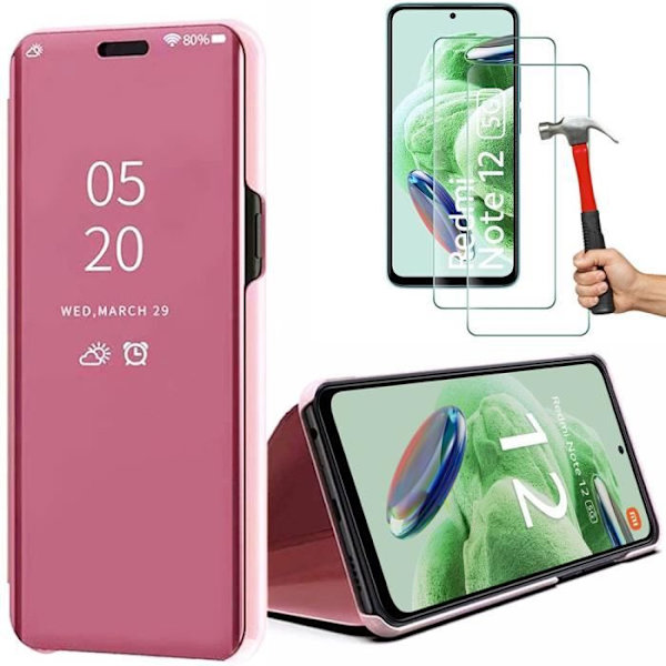 Coque - Xiaomi - Redmi Note 12 5G - Rosa - Spegel Effekt - Repellerande Skydd Rosa