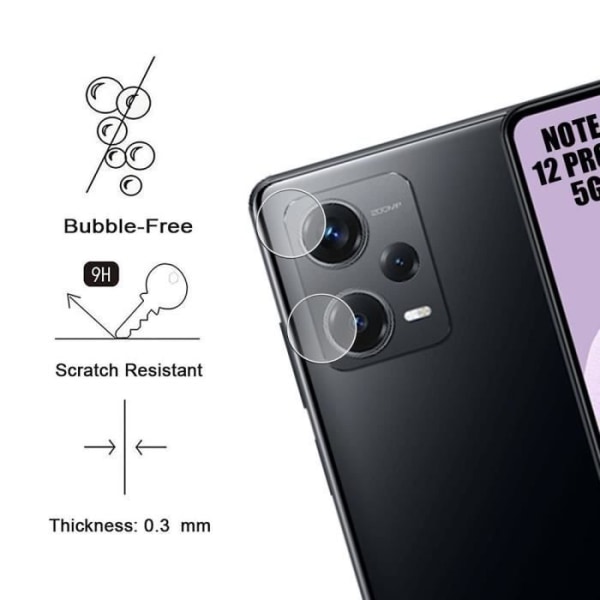 2 härdade glasögon bakkamera för Xiaomi Redmi Note 12 Pro+ 5G Transparent