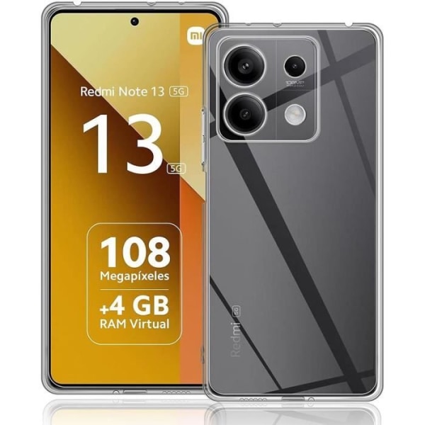 Fodral för Xiaomi Redmi Note 13 5G (ej för 4G), mjukt förstärkt skydd Stötsäkert transparent silikon Transparent