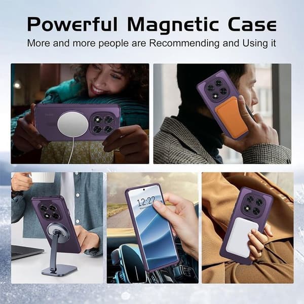Fodral för Xiaomi Redmi Note 15 Pro Plus 5G - med magnetisk ring och kameraglas - Lila Violett