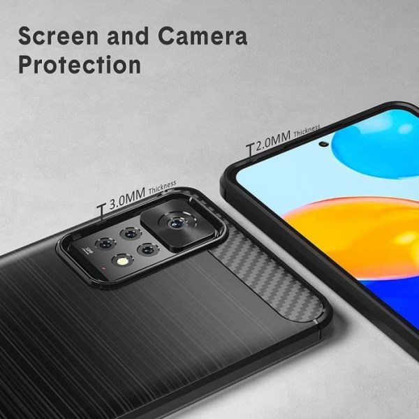 Stødsikker Carbon Fiber Soft Protective Case til Redmi Note 11 - E.F.CONNECTION - Sort Svart