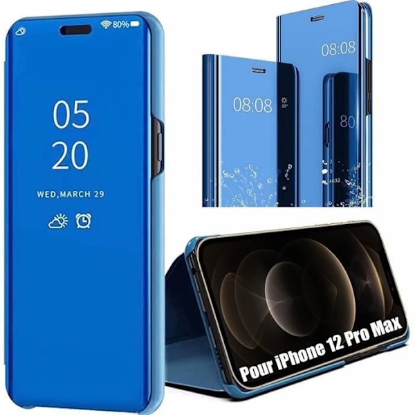 Beskyttelsescover til iPhone 12 Pro Max - E.F.CONNECTION - Spejleffekt foran - Stiv - Blå Blå