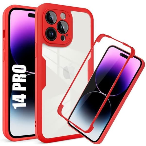 Skyddshölje - E.F.CONNECTION - för iPhone 14 Pro - Röd - Semi-stabil - Heltäckande skydd Röd