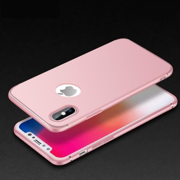 Stötsäkert Anti-Scratch Matt Silikon iPhone X Fodral - Rosa + Gratis skal Rosa