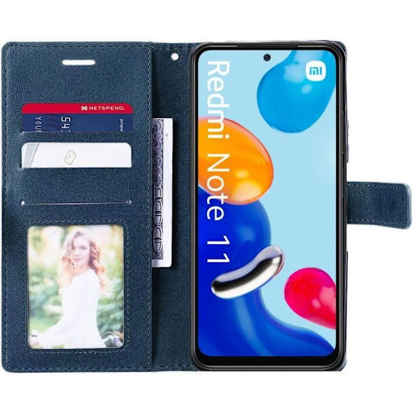 Coque - Xiaomi - Redmi Note 11 - Mörkblå - Mjuk - Vikbar Lock marinblå
