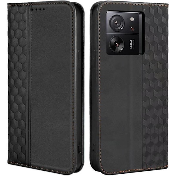 Coque - Xiaomi - 13T/13T Pro - PU Læder Sort - Video Støtte - Elegant Svart