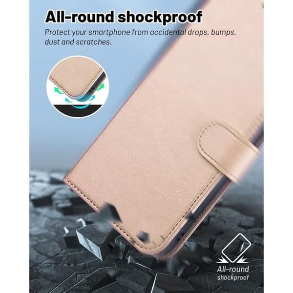 Skyddshölje - E.F.CONNECTION - för Google Pixel 8a - Guldsyntetiskt Läder - Flip Case - Stötabsorberande gyllene
