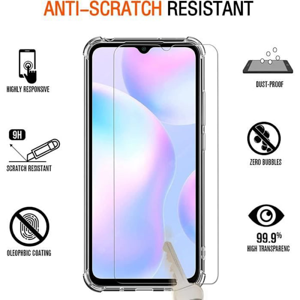 Skärmskydd - Xiaomi - Redmi 9A - Paket med 3 - Härdat glas - 0,3 mm tjockt