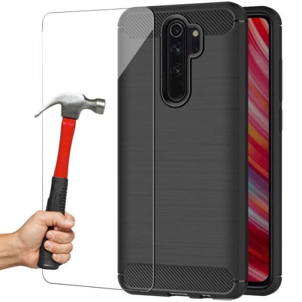Fodral för Redmi Note 8Pro (6,53 tum) härdat glas ingår Klassiskt mönster Stål Funktioner Förstärkt skydd Svart Tpu-design Svart