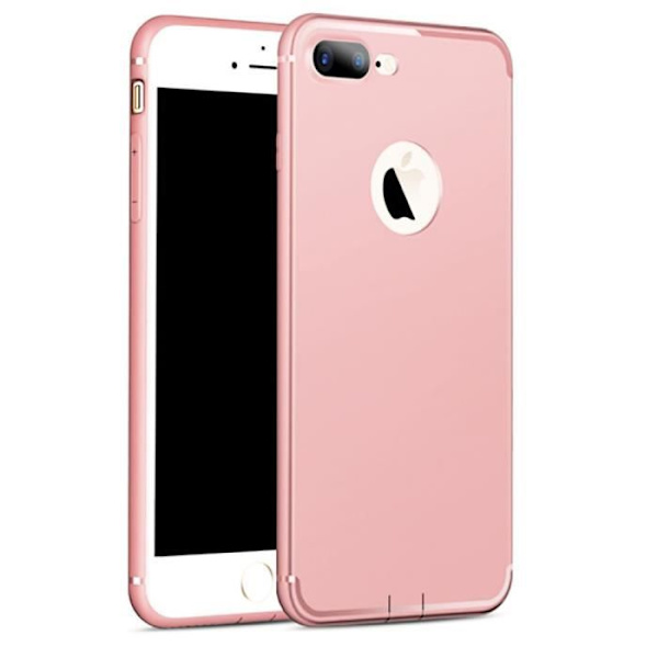 Stötsäker Anti-Scratch Matt Silikon iPhone 8 Plus Fodral - Rosa + Gratis Fodral Rosa