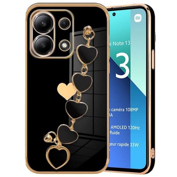 Coque - Xiaomi - Redmi Note 13 4G - Stødabsorberende - TPU - Kærlighedsmønster - Sort Rem Svart