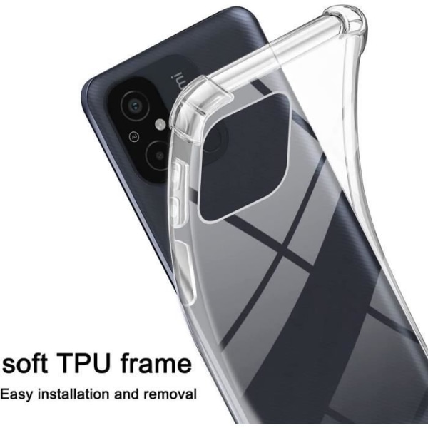 Taske til Redmi 12C - Redmi 11A Transparent forstærket beskyttelse Anti-ridse blød + sort skulderrem