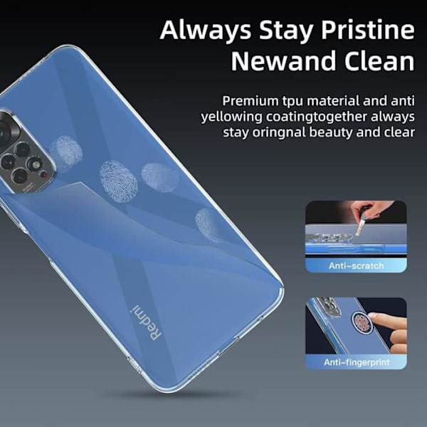 Etui til Redmi Note 11-Note 11S + 2 hærdede briller, Soft Shell-beskyttelse Stødsikker silikone