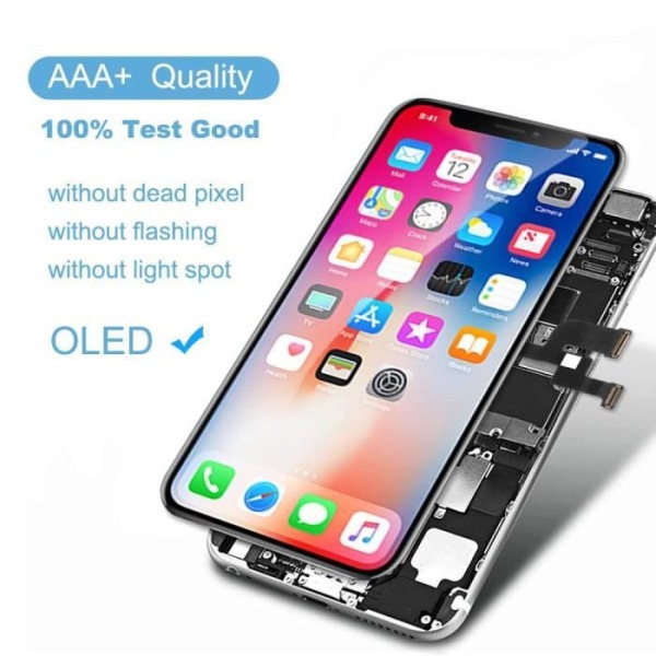 Hård skärm för iPhone XS OLED 5,8" Mobiltelefon Glasmonterad Touch + LCD-skärm + Chassi - Svart Svart