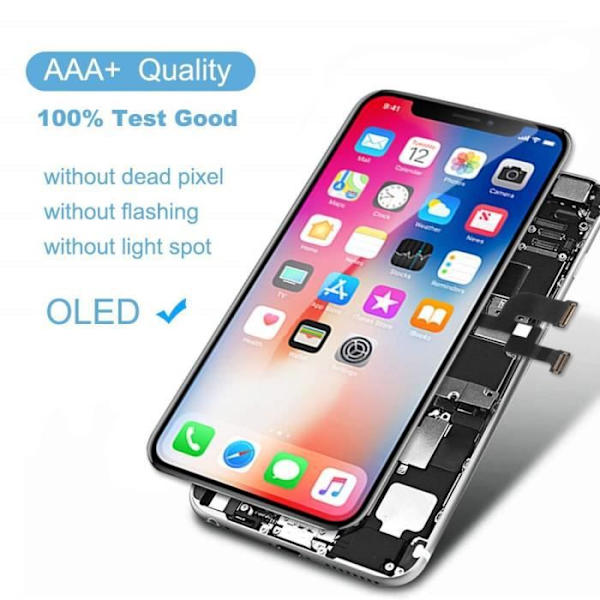 Hårdskärm för iPhone XS OLED 5.8" Mobiltelefon Glas monterat Touch + LCD-skärm + Chassi - Svart Svart