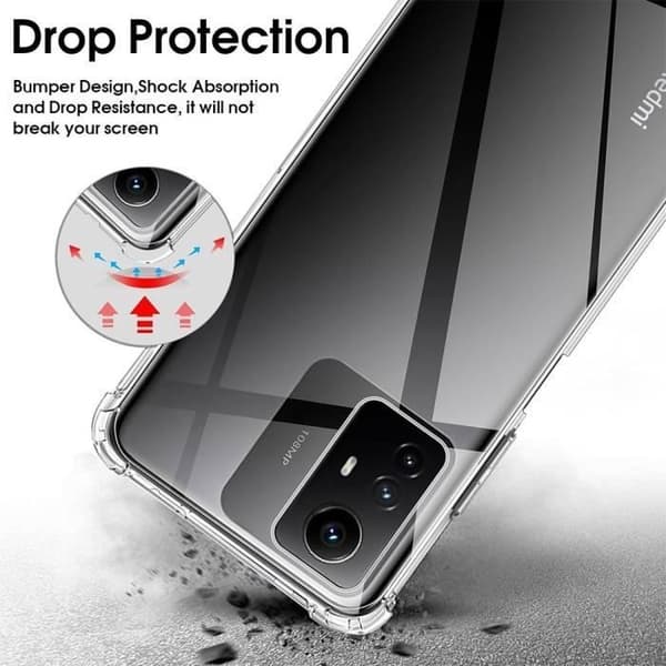 Skyddsskal - E.F.CONNECTION - Xiaomi Redmi Note 12S - Flexibelt - Transparent - 4 förstärkta hörn Transparent