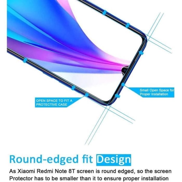Skärmskydd - E.F.CONNECTION - för Redmi Note 8T - Fyrpack - Härdat glas - Rep-resistent Transparent
