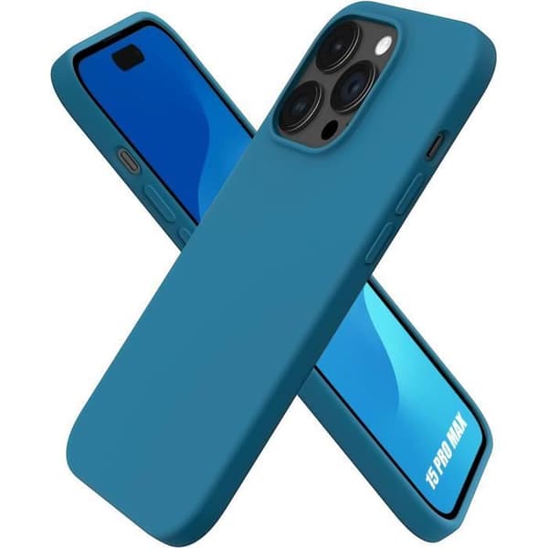 Skydd för iPhone 15 Pro Max - Silikon - Ultra Tunn - Stötskyddande - Blå - Antislip-textur Blå