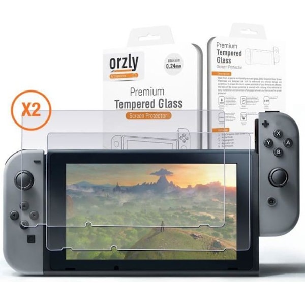 Skärmskydd - Orzly - Nintendo Switch - Härdat Glas - Ultra Hållbart - Oljeavvisande Transparent