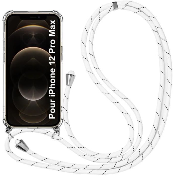 Fodral för iPhone 12 Pro Max (6,7") Stötsäkert skydd Förstärkta hörn Mjukt Transparent TPU medföljer vitt snöre
