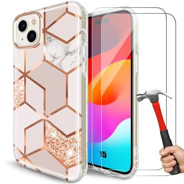 Coque - E.F.CONNECTION - för iPhone 15 - Rosa - Marmor - Överlägset skydd Rosa