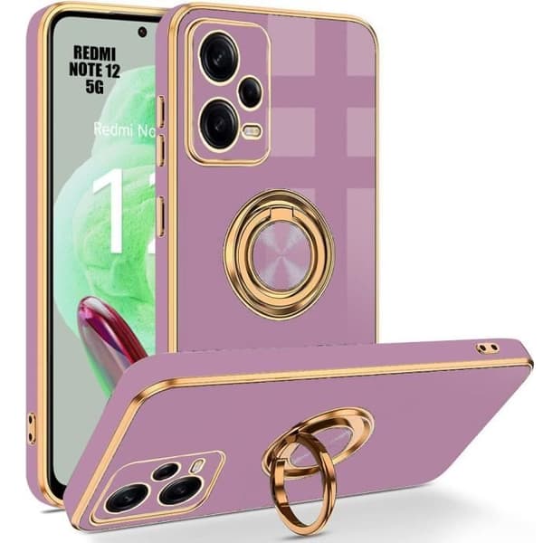 Coque - E.F.CONNECTION - För Xiaomi Redmi Note 12 5G - Lila - Flexibel TPU - Stötsäker med roterbart stöd Lila