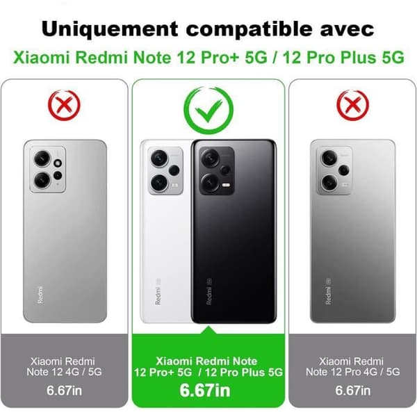 Coque Etui - E.F.CONNECTION - För Xiaomi Redmi Note 12 Pro+ - Mjuk silikon - 2 härdade glas ingår - Stötdämpande Transparent