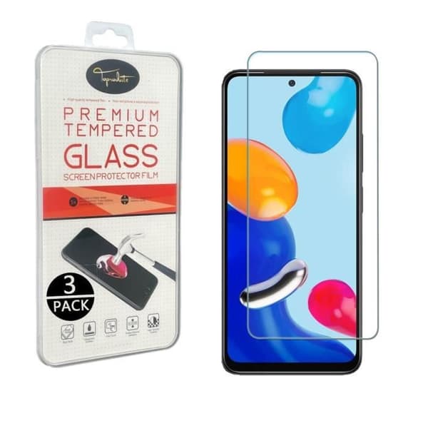 Skyddsfilm - Toproduits® - Xiaomi Redmi Note 11/11S - Härdat glas - 3-pack - Rep-resistant Transparent