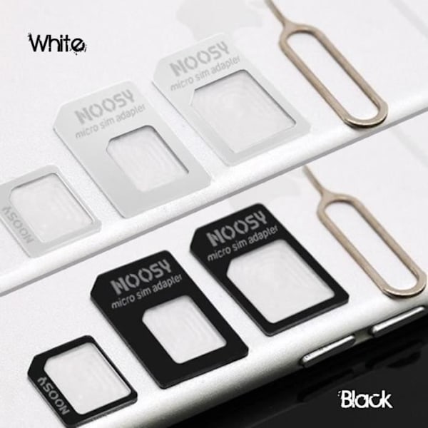 Nano Sim Card Adapter 4 i 1 Micro iPhone HTC SAMSUNG Noosy sort
