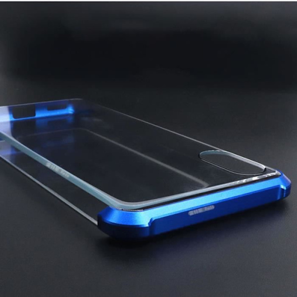 Alisuber Magnetic Case För iPhone X XS Non Bumper Silver Fram + Bak Magnetic Adsorption Case av härdat glasfilm