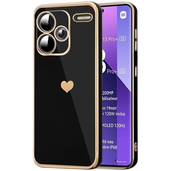Etui til Xiaomi Redmi Note 13 Pro+ 5G - Note 13 Pro Plus 5G - Beskyttende TPU hjerte stødsikker Anti-ridse blød sort