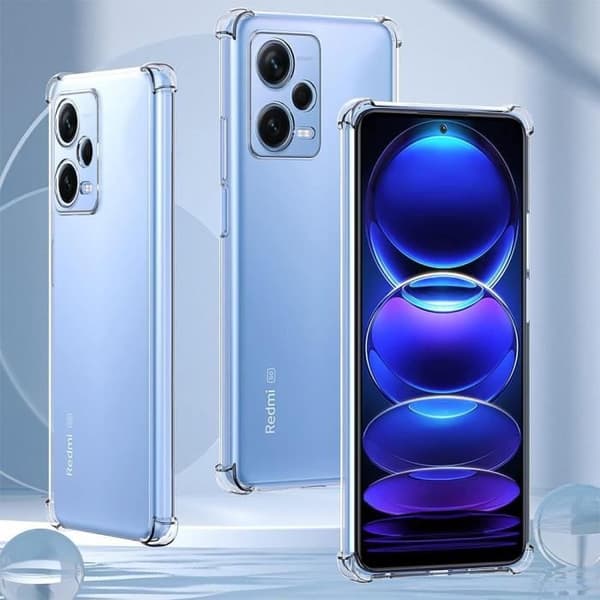 Coque en silicone - E.F.CONNECTION - För Xiaomi Redmi Note 12 Pro Plus 5G - Transparent - Stötsäker - 2 Härdat glas Transparent