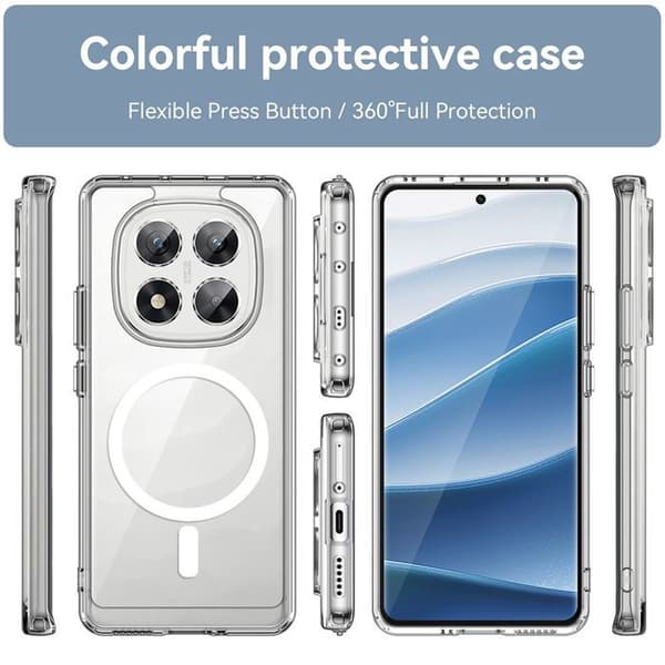 Skyddsfodral - E.F.Connection® - för Xiaomi Redmi Note 14 Pro 5G - Transparent - 2 Härdade Glas - Stöttålig Transparent