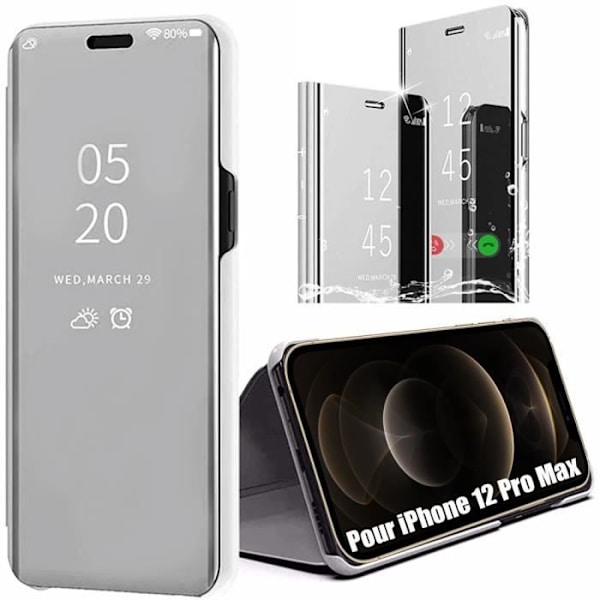 Beskyttelsescover til iPhone 12 Pro Max - E.F.CONNECTION - Spejleffekt - Sølv - Stiv Silver