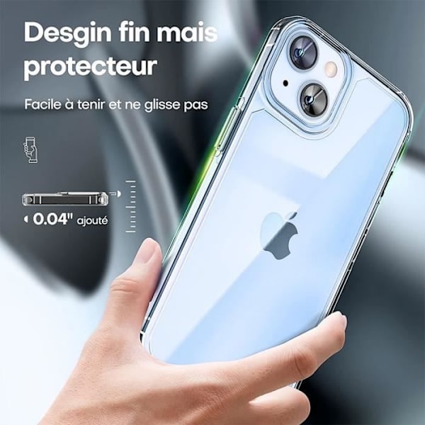 Silicon Skaft - iPhone 14 - 100% Transparent - 3 Härdat Glas - 2 Kameraskydd Transparent