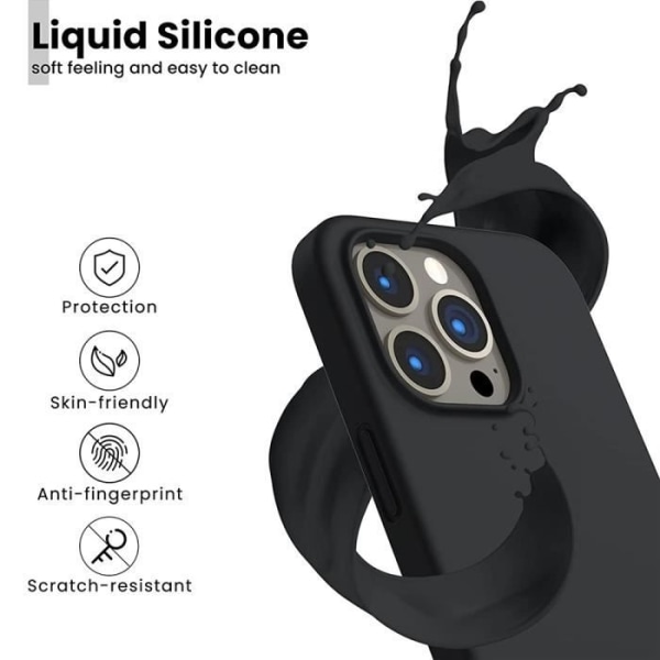 Skal till iPhone 15 Pro Max Silikon Ultra Slim Black + 2 skärmskydd i härdat glas