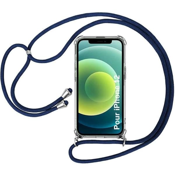 Skyddsfodral - E.F.CONNECTION - för iPhone 12 - Flexibelt - Rep-säkert - Stötsäkert design Transparent-marinblå