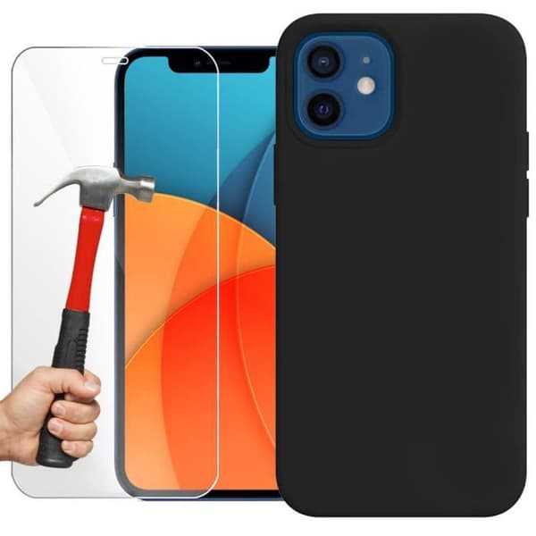 Silikonskal - E.F.Connection - för iPhone 13 Pro Max - Svart - Flexibel - Skydd av härdat glas Svart