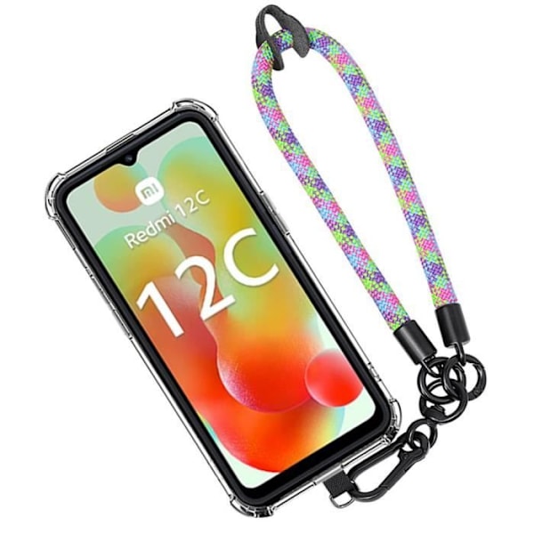 Beskyttelsescover - Xiaomi - Redmi 12C - 11A - Stødabsorberende - Gennemsigtig - Multifarvet snor 30cm Transparent, flerfärgad