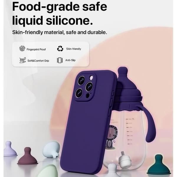 Coque - E.F.CONNECTION - för iPhone 16 Pro Max - Ultrafin - Stötsäker - Silikon TPU Mörklila