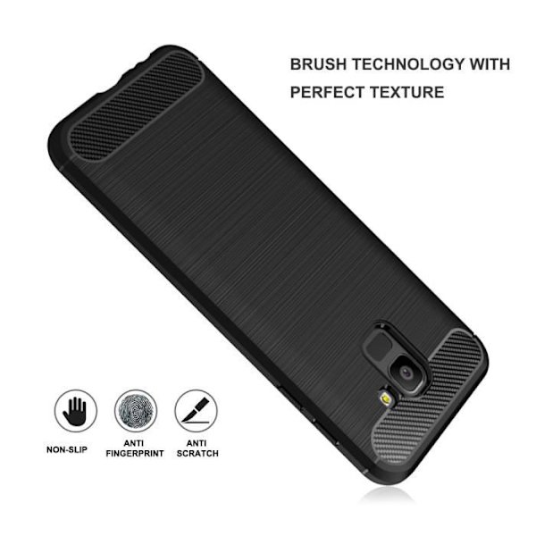 Fodral - SDTEK - Galaxy J6+ Plus - Carbon TPU - Flexibel - Slagtålig