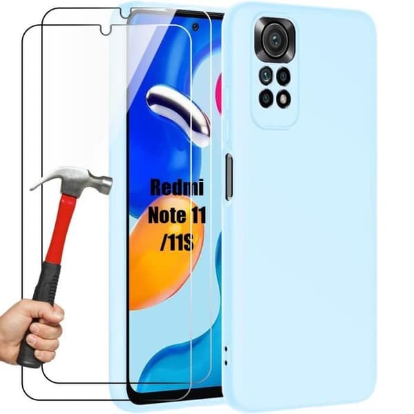 Coque - E.F.CONNECTION - För Xiaomi Redmi Note 11-Note 11S - Matt Ljusblå - Stötskydd - Slim Himmelsblå