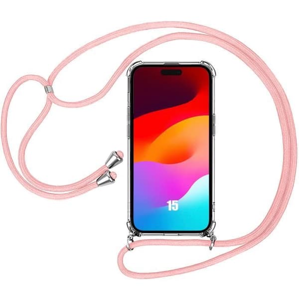 Coque - E.F.CONNECTION - för iPhone 15 - Stötsäker - Ultra-transparent - Rosa sladd Rosa