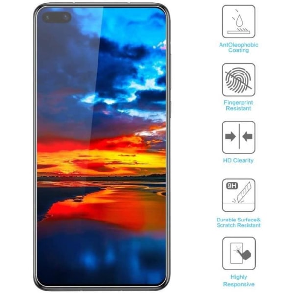 [Pakke med 3 Huawei P40 Skærmbeskytter i hærdet glas, Premium glasbeskyttelsesfilm til Huawei P40, 9H hårdhed, anti-ridse, høj