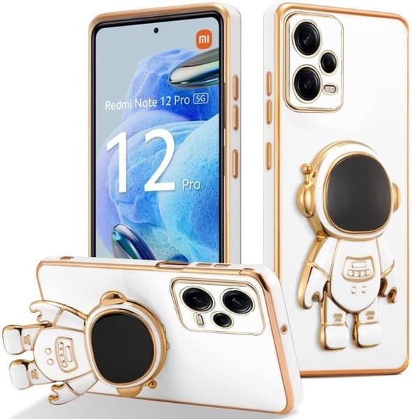 Silikonskal - E.F.CONNECTION - För Xiaomi Redmi Note 12 Pro 5G - Vit - Astronautstöd - Repfria Vit