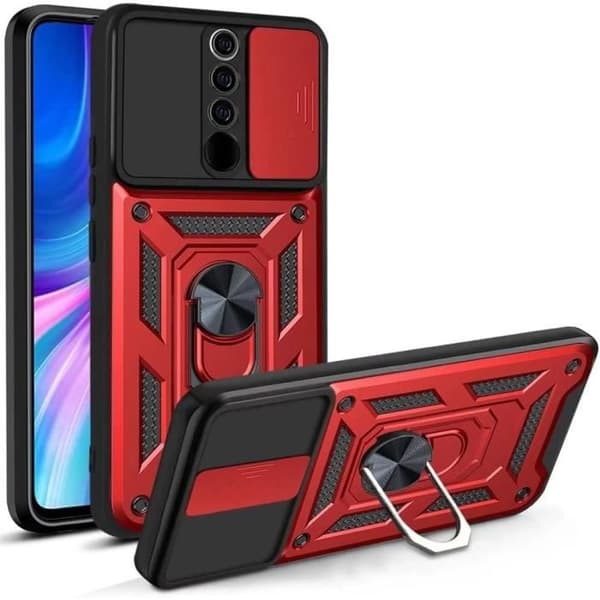 Skyddande skal - E.F.CONNECTION - För Xiaomi Redmi Note 8 Pro - Röd - Stötavvisande - 360° ringstöd Röd